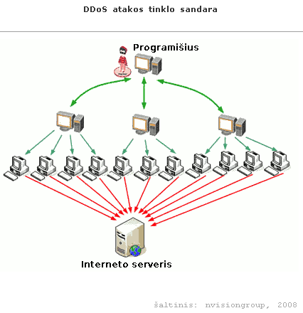 DDoS atakos tinklo sandara