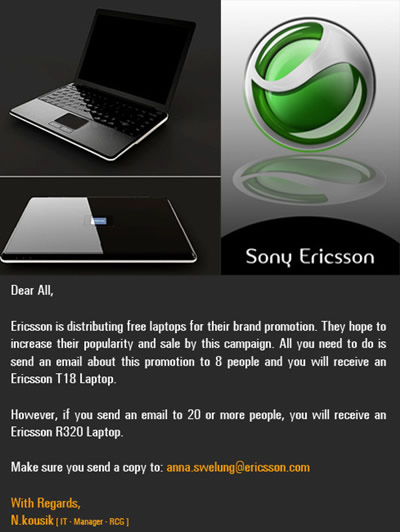 „Sony Ericsson“ įspėja apie apgaulę