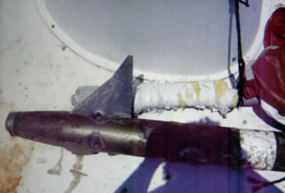 Žvejys sužvejojo 2,4 m ilgio kovinę raketą