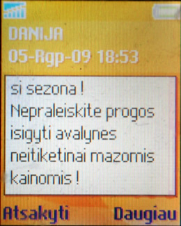 Šveplos net reklaminės SMS žinutės.