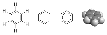 Benzeno molekulę sudaro 6 anglies ir 6 vandenilio atomai