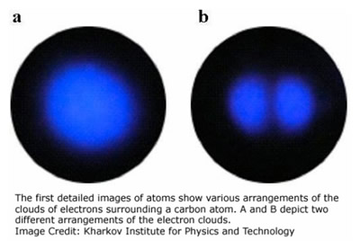 Pirmą kartą nufotografuoti atomo elektronų debesėliai
