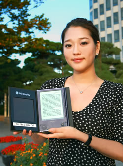 Elektroninė knyga su saulės elementais iš LG