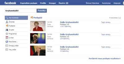 Prezidentė – socialiniame tinkle „Facebook“