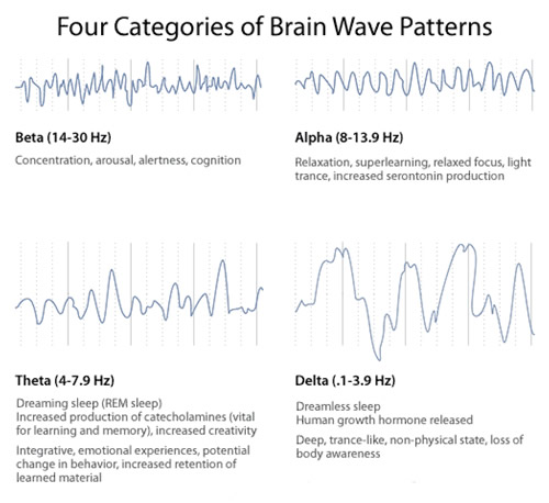 Žmogaus smegenyse vykstančių elektromagnetinių virpesių tipai 