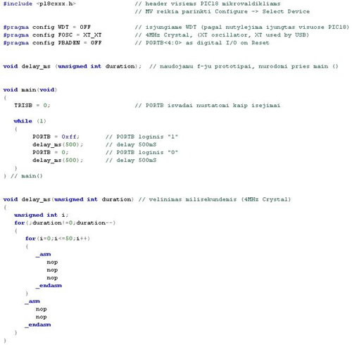 PIC šeimos mikrovaldiklių programavimas C kalba