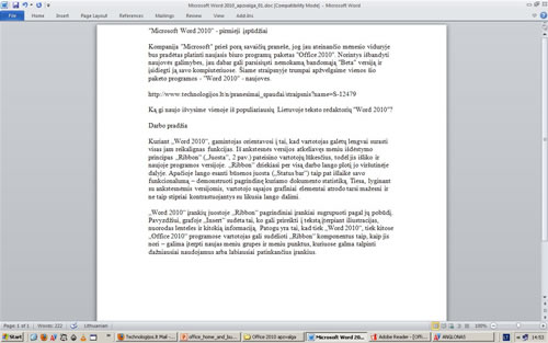 „Microsoft Word 2010“ – pirmieji įspūdžiai