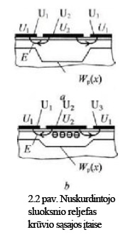 2.2 pav. Nuskurdintojo sluoksnio reljefas krūvio sąsajos įtaise