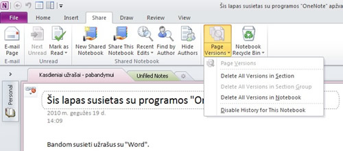 „OneNote 2010“ – pirmieji įspūdžiai