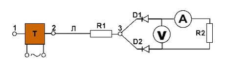 2 pav. R1 = 2 ÷ 5 Ω, R2 = 2 ÷ 100 Ω