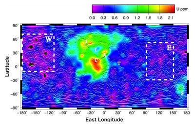 Sudarytas urano telkinių Mėnulyje žemėlapis