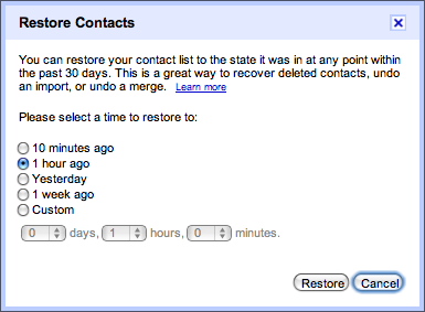 „Gmail“ gali atstatyti pašalintus kontaktinius duomenis