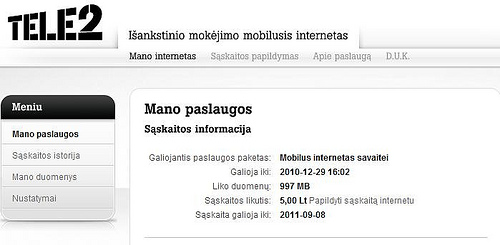 „Tele 2“ išankstinio mokėjimo 3G internetas