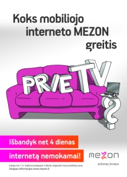 Išbandyk mobilųjį 4G internetą MEZON net 4 dienas nemokamai!