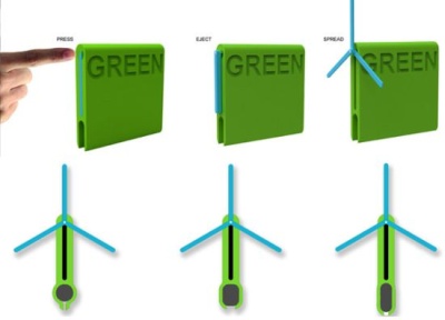 Įkrovimo prietaiso koncepcija – vėjo turbina ant dviračio rėmo