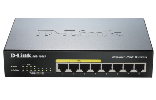 Naujas „D-Link“ „Gigabit Ethernet“ komutatorius DGS-1008P su „PoE“ palaikymu
