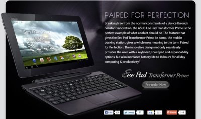 Pradedama išankstinė prekyba „Asus Transformer Prime“ Pradedama išankstinė prekyba „Asus Transformer Prime“