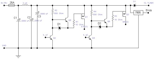 Patobulintas ATX  maitinimas nuo 12 V