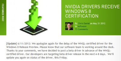 „Windows 8“ skirtos NVIDIA tvarkyklių pasirodymas vėl atidėtas „Windows 8“ skirtos NVIDIA tvarkyklių pasirodymas vėl atidėtas
