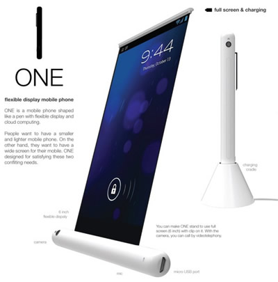Telefono „Samsung One“ su susukamu ekranu konceptas Telefono „Samsung One“ su susukamu ekranu konceptas