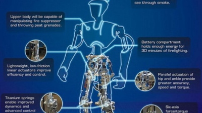 Mokslininkai sukonstravo robotą gaisrininką, kovojantį su ugnimi kariniuose laivuose