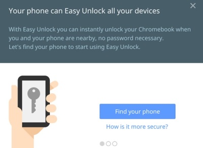 „Easy Unlock“ leis atblokuoti „Chromebook“ be slaptažodžio