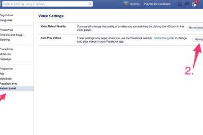 Kaip išjungti savaime pasileidžiančius vaizdo siužetus „Facebook“?