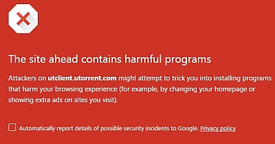 „Google Chrome“ ir antivirusinės blokuoja „uTorrent“