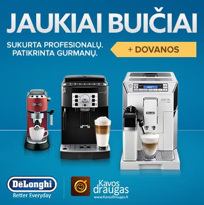 Nuolaidos ir dovanos kavos aparatams. „De’Longhi“ – Jūsų jaukiai buičiai