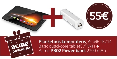 ACME dovanoja išorinę bateriją „ACME PB02 Compact power bank“