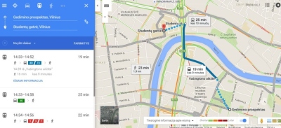 Vilniečiai „Google“ žemėlapiuose jau gali rasti viešojo transporto tvarkaraščius