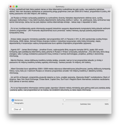 Apie „Mac“ esančią „Summarize“ funkciją