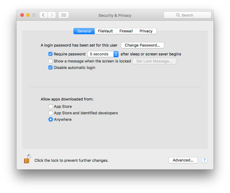 Kaip „macOS Sierra“ grąžinti galimybę įdiegti programas iš bet kur