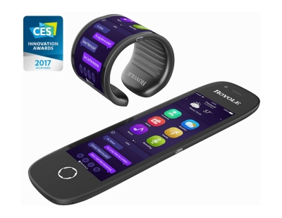 Išmanųjį „Royole FlexPhone“ galima apsukti aplink riešą Išmanųjį „Royole FlexPhone“ galima apsukti aplink riešą
