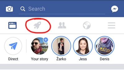 „Facebook“ išmaniojoje programėlėje tai atsiranda, tai dingsta raketa „Facebook“ išmaniojoje programėlėje tai atsiranda, tai dingsta raketa