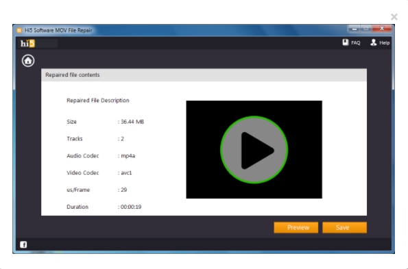 MOV failų taisymas „Hi5“ programine įranga