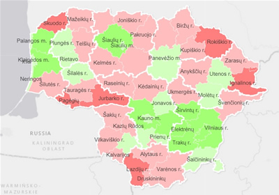 Interaktyviame žemėlapyje – svarbiausi Lietuvos rodikliai Interaktyviame žemėlapyje – svarbiausi Lietuvos rodikliai