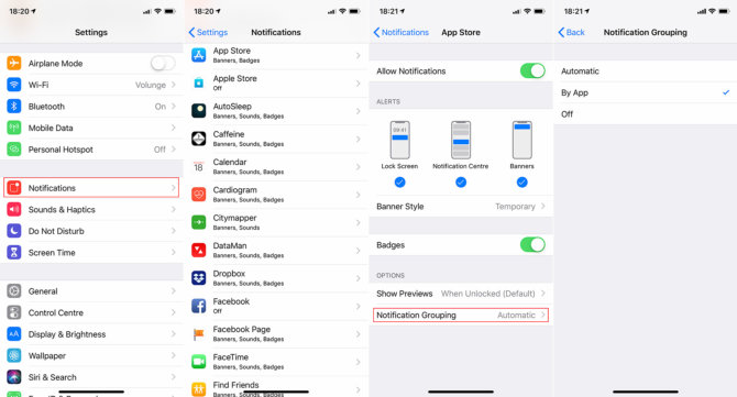 Kaip „iOS 12“ įjungti ar išjungti pranešimų grupavimą