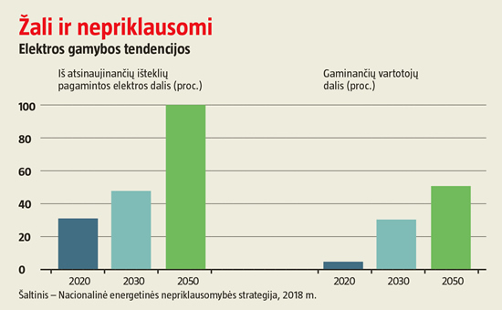 Iki 2050-ųjų pusė šalies elektros vartotojų turės tapti ir gamintojais