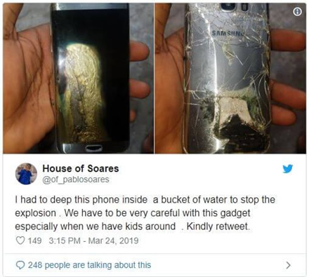 „Samsung Galaxy S7 Edge“ vartotojo telefonas užsiliepsnojo nekraunamas „Samsung Galaxy S7 Edge“ vartotojo telefonas užsiliepsnojo nekraunamas