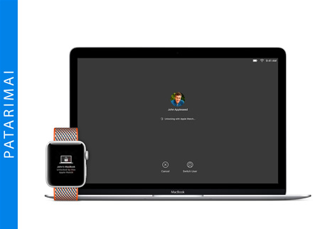 Kaip atrakinti „Mac“ su „Apple Watch“ kai kompiuteris naudoja laidinį prisijungimą prie tinklo