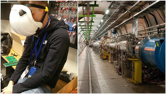 CERN tunelis ir dr. Vytautas Vislavičius / Asmeninio archyvo nuotr.