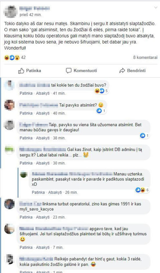 „Facebook“ iliustr. / Diskusija apie Sergu.lt veikimo kuriozus