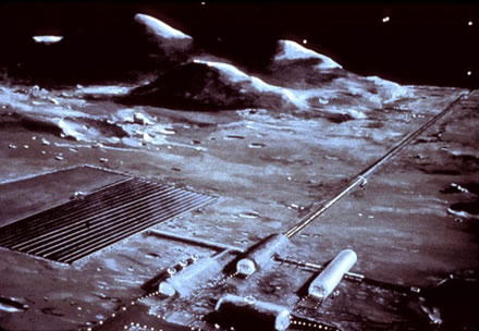 O‘Neill‘o „railgun“ tipo patranka Mėnulyje leistų išgauti mūsų palydovo išteklius? © Space Studies Institute | ssi.org