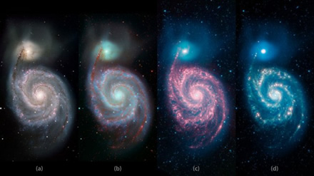 Sūkurio galaktika regimųjų ir infraraudonųjų spindulių diapazone. © NASA