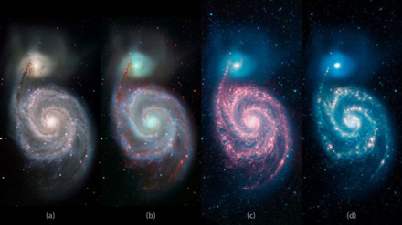 Sūkurio galaktika regimųjų ir infraraudonųjų spindulių diapazone. © NASA Sūkurio galaktika regimųjų ir infraraudonųjų spindulių diapazone. © NASA