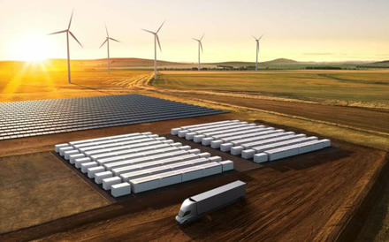 „Megapack“ ypač tinka kaupti elektros energiją, pagamintą iš atsinaujinančių energijos šaltinių © „Tesla“ „Megapack“ ypač tinka kaupti elektros energiją, pagamintą iš atsinaujinančių energijos šaltinių © „Tesla“