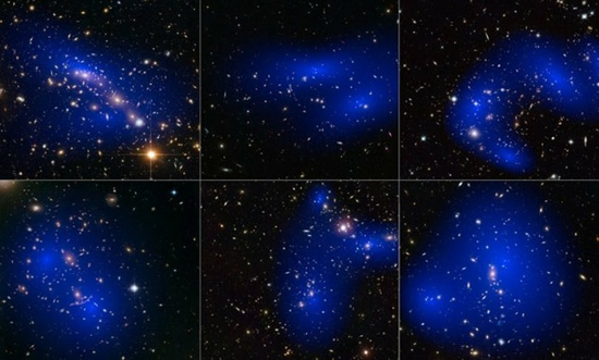 Šiame koliaže – šešių skirtingų galaktikų santalkų vaizdai, gauti NASA kosminiu teleskopu „Hubble“.