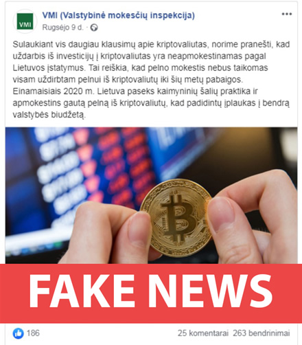 Imituojant VMI „Facebook“ profilį, platinama tikrovės neatitinkanti informacija Imituojant VMI „Facebook“ profilį, platinama tikrovės neatitinkanti informacija