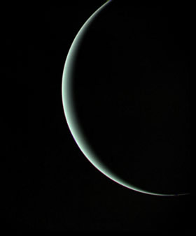 NASA/JPL nuotr. / Taip Uranas atrodė pro „Voyager 2“ fotobojektyvą